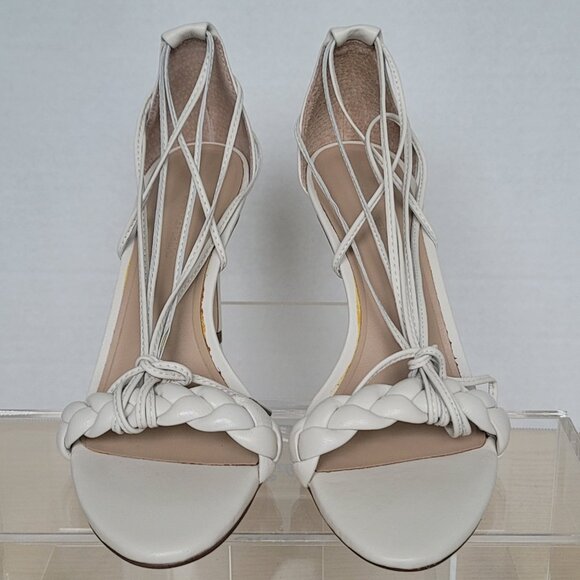 Banana Republic Treccia Braided Bone Leather Strappy Stiletto Heels Size 7M - Picture 2 of 16